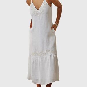Tommy Bahama Coastalina Embroidered Linen Maxi Sundress NWT XL